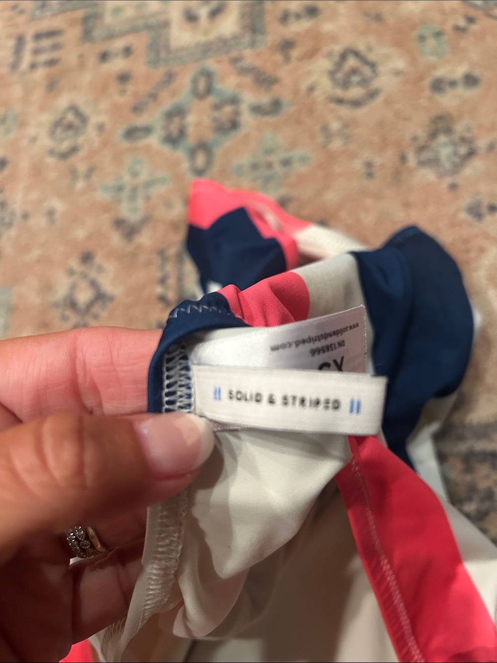 Solid & Striped Striped One-Piece Swimsuit in Pink, Navy & White - Picture 8 of 9